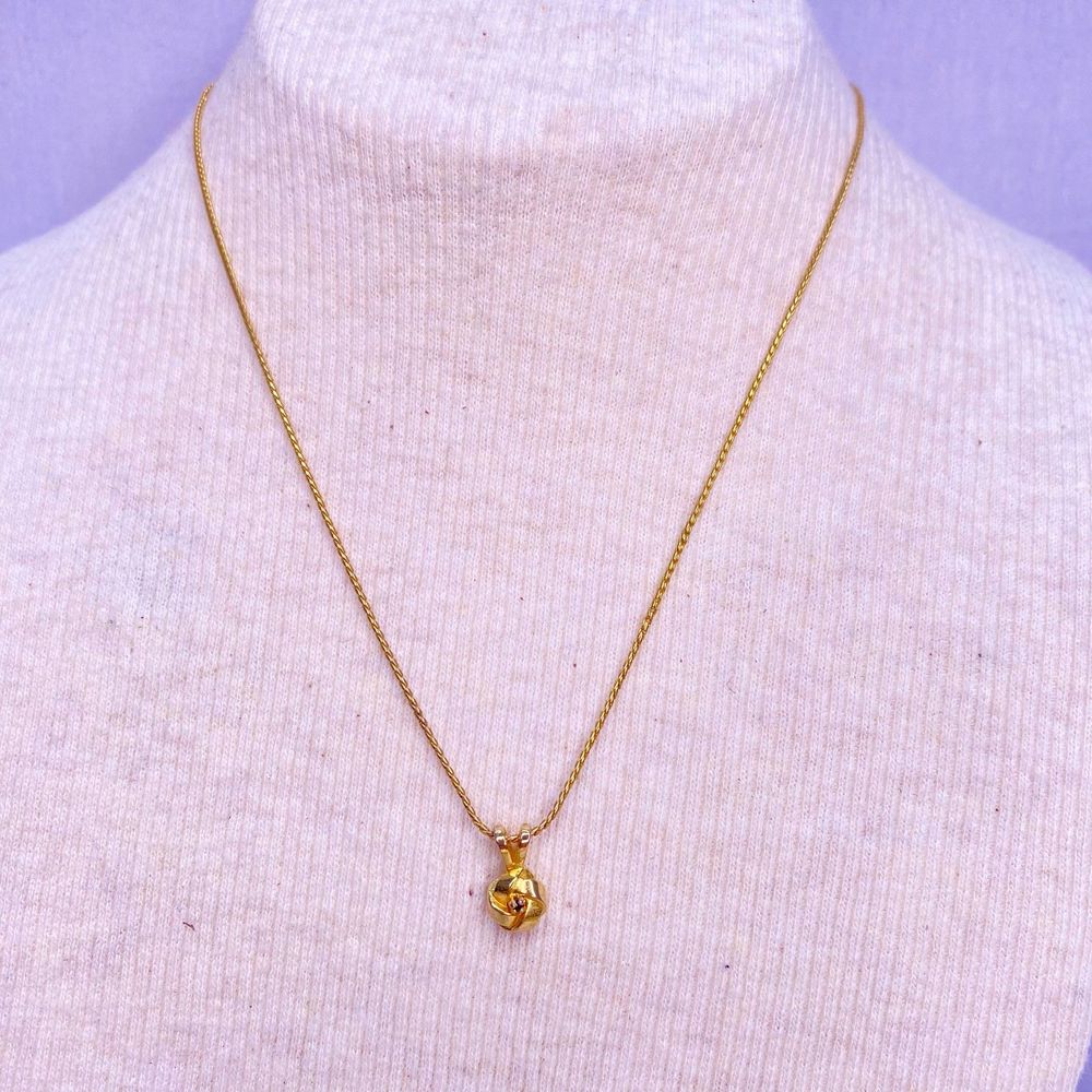 💎Vintage Biagi Necklace Gold Tone Lovers Knot Pendant Snake Chain Link Variation